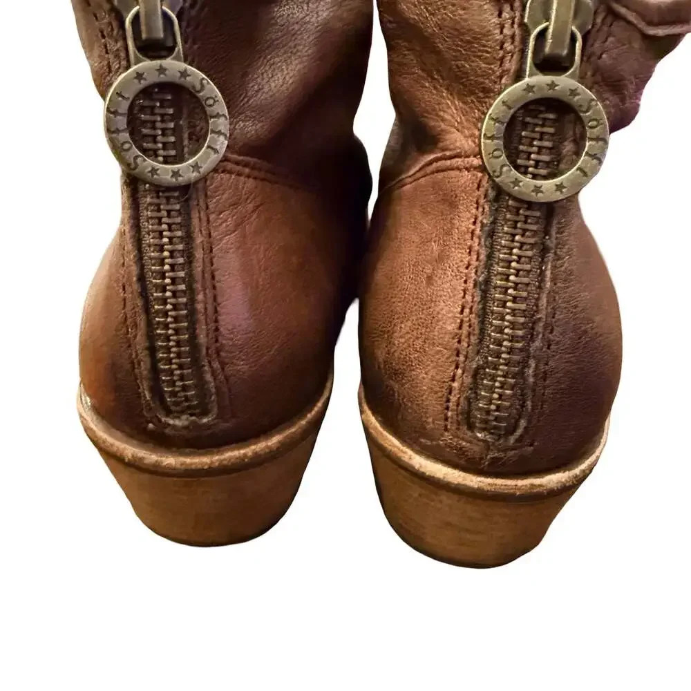 Sofft Aisley Women's Leather Ankle Booties in Cocoa Brown